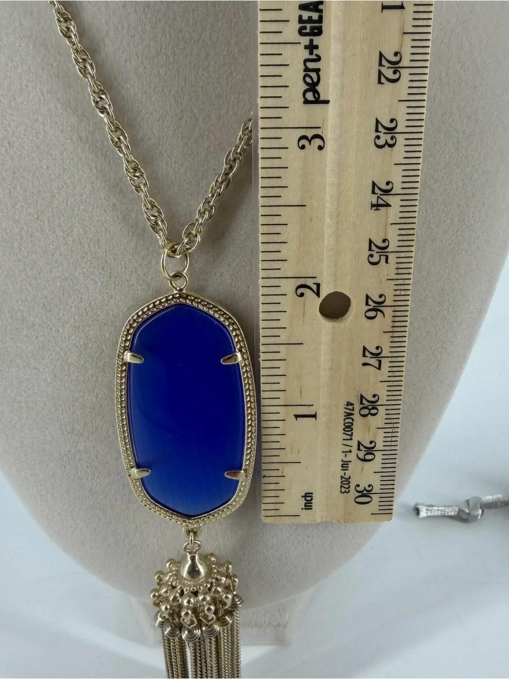 Kendra Scott Rayne Blue Tassel Necklace Gold